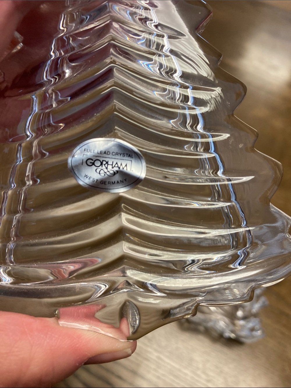 Gorham Full Lead Crystal Tree Trinket Box - Picture 2 of 8